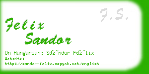 felix sandor business card